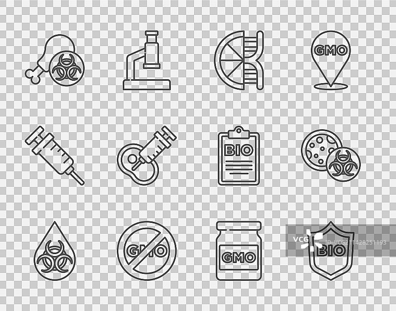 生物健康食品GMO盾牌线条素材图片素材