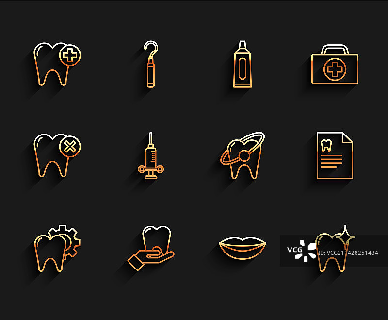 牙齿治疗程序微笑嘴唇线稿图片素材