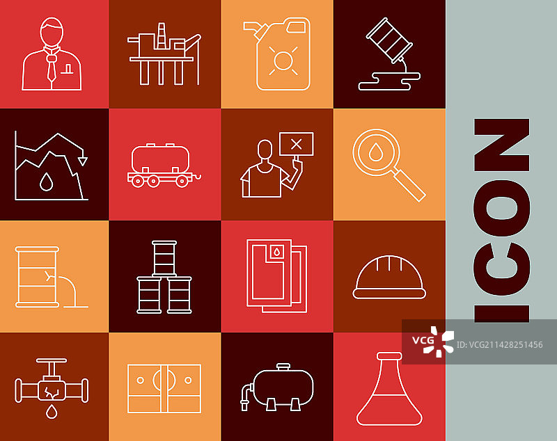 汽油试管与工人安全油线条图片素材