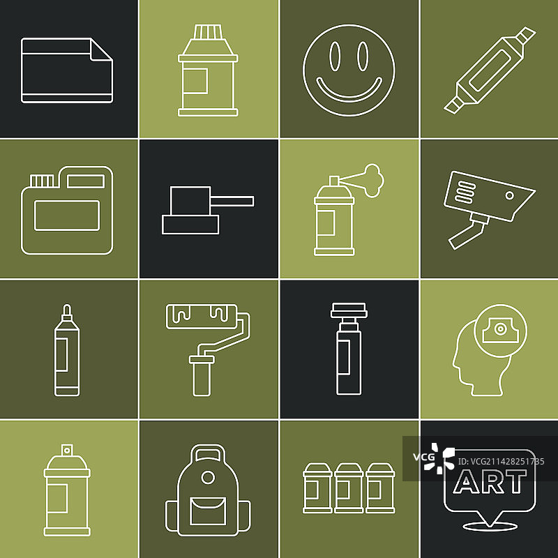 带有文字艺术喷罐的对话气泡线性图标图片素材