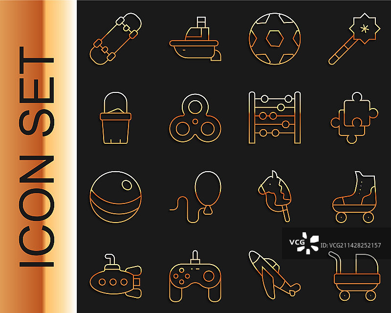 婴儿车溜冰鞋拼图套装图片素材