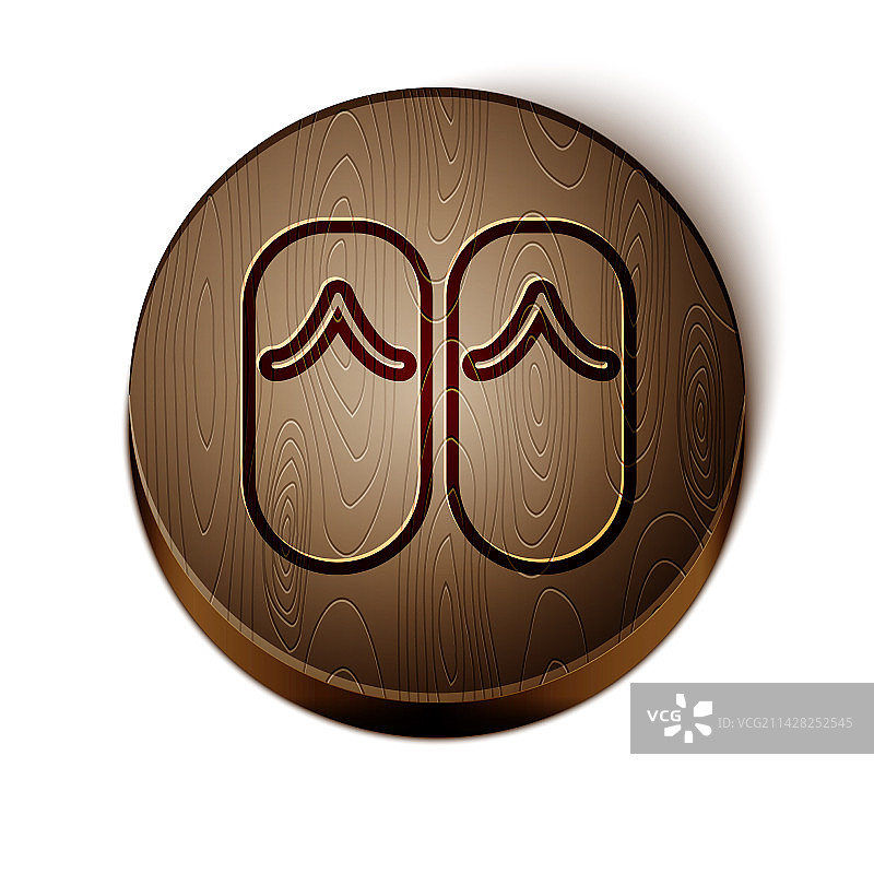 白色背景上的棕色线条人字拖图标图片素材