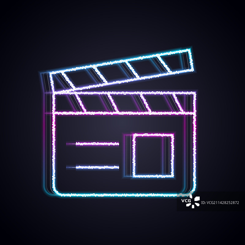 发光的霓虹灯电影场记板图标图片素材