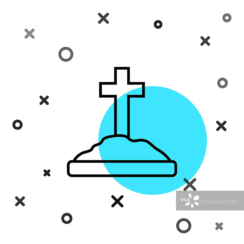白色背景上的黑色十字架墓碑图标图片素材