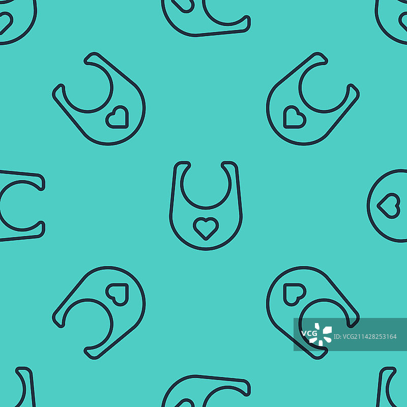 与婴儿围兜图标隔离的黑色线条无缝图案图片素材