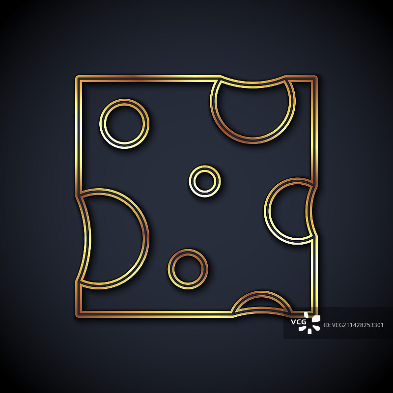 金色线条奶酪图标（黑色背景）图片素材