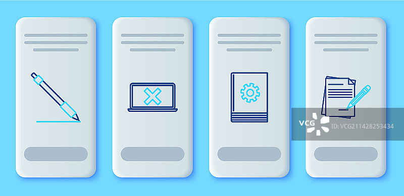 笔记本电脑屏幕上的叉号用户线条元素组合图片素材