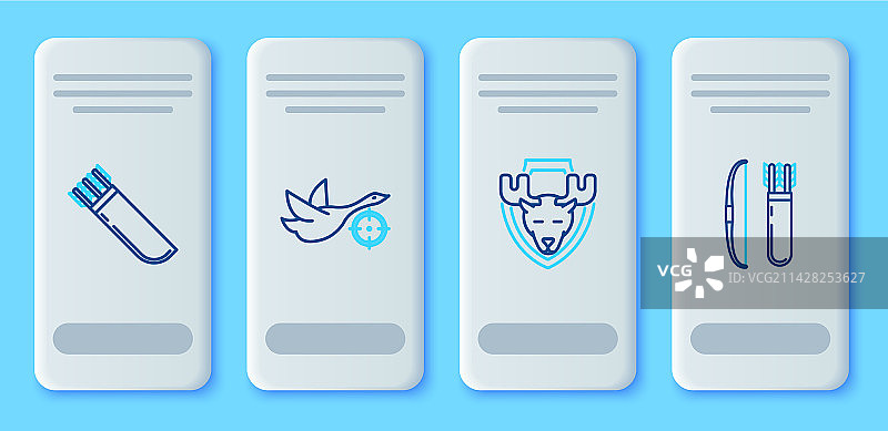 猎鸭瞄准器麋鹿头线条集合图片素材