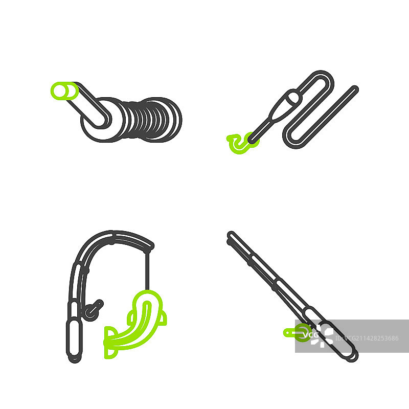 带鱼钩的钓鱼竿和鱼线图片素材