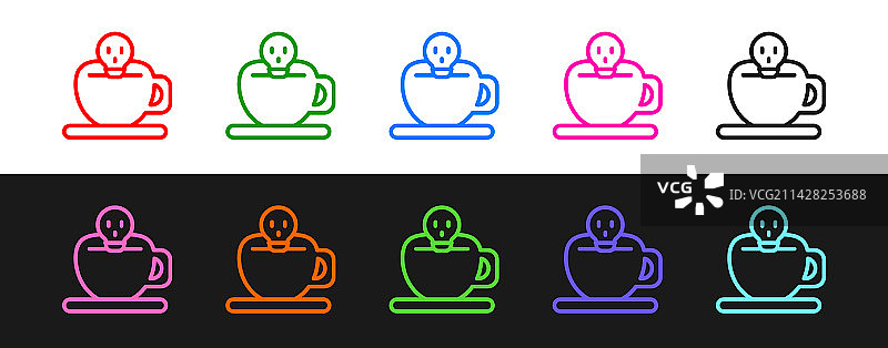 咖啡杯与骷髅头图标图片素材