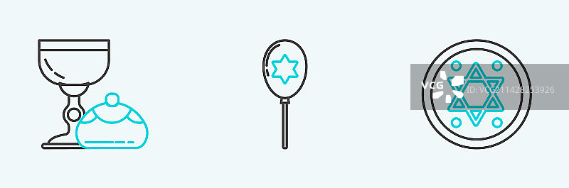 犹太硬币、高脚杯和光明节图片素材