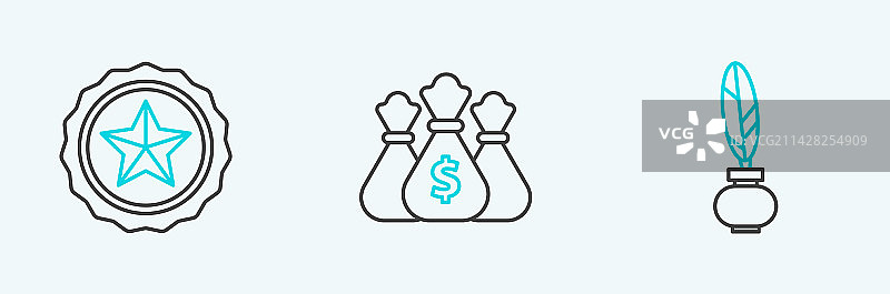 羽毛笔墨水瓶警察徽章图片素材