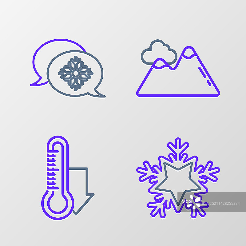 雪花气象温度计线条素材图片素材