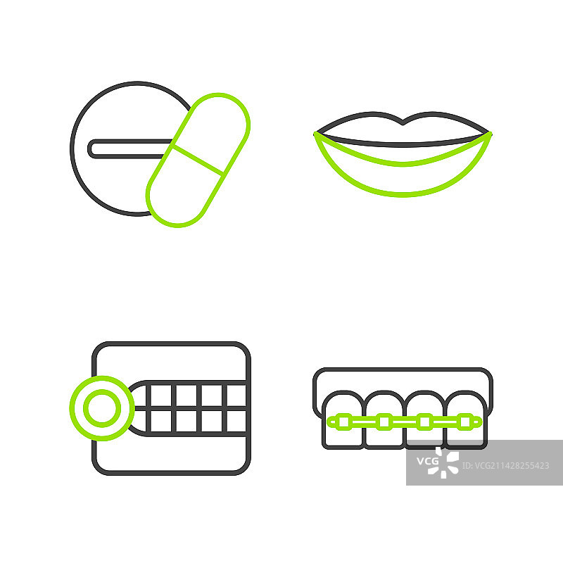 带牙套的牙齿假牙模型组合图片素材