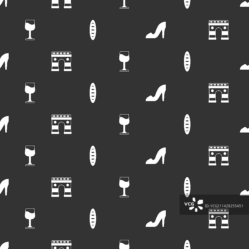 凯旋门、葡萄酒杯旁的鞋子和女人角色合集图片素材