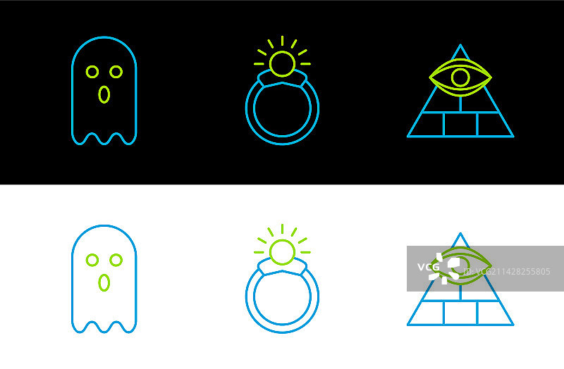 线条共济会幽灵与魔法石戒指图片素材