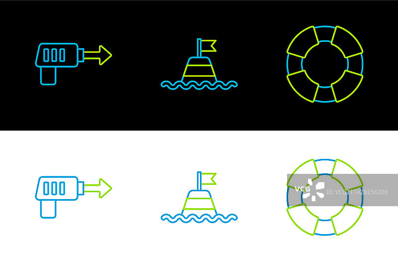 救生圈、鱼叉与漂浮物图片素材