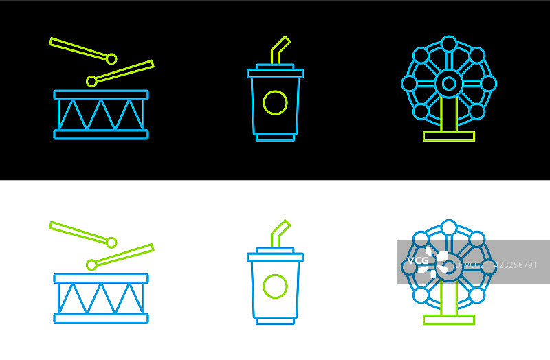 摩天轮和鼓槌系列图标图片素材