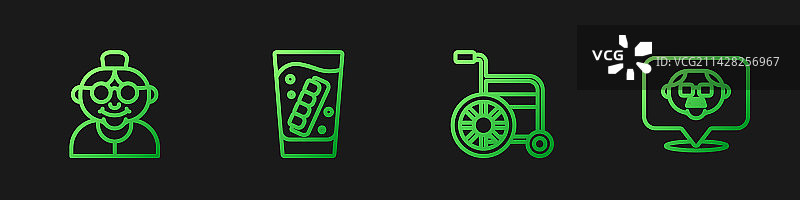 轮椅老奶奶假牙套装图片素材