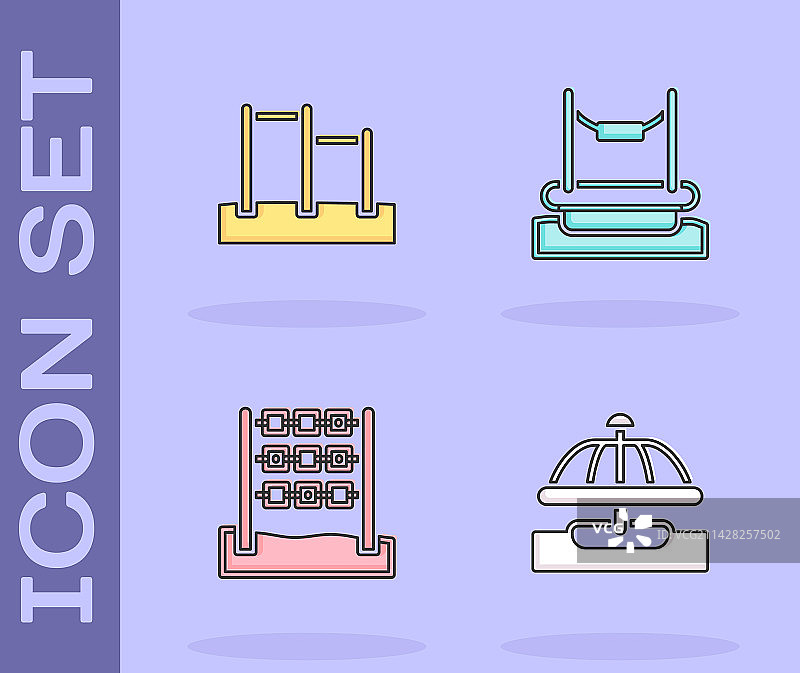 旋转木马单杠井字游戏游乐设施套装图片素材