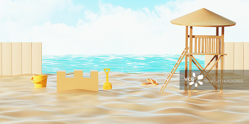 夏天海边沙滩C4D场景图片素材