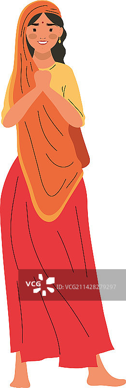 身穿红色服装的印度女人图片素材