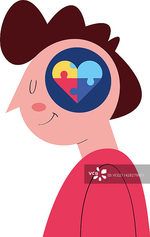 用拼图组成爱心的男人图片素材