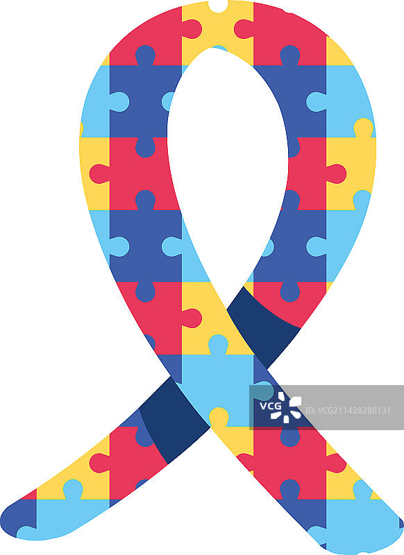 自闭症宣传的拼图丝带图片素材
