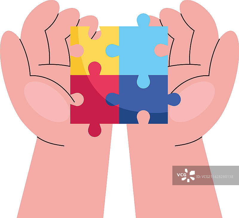 手拿拼图碎片图片素材
