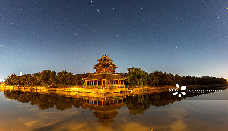 故宫角楼之夜晚星空自然风光图片素材
