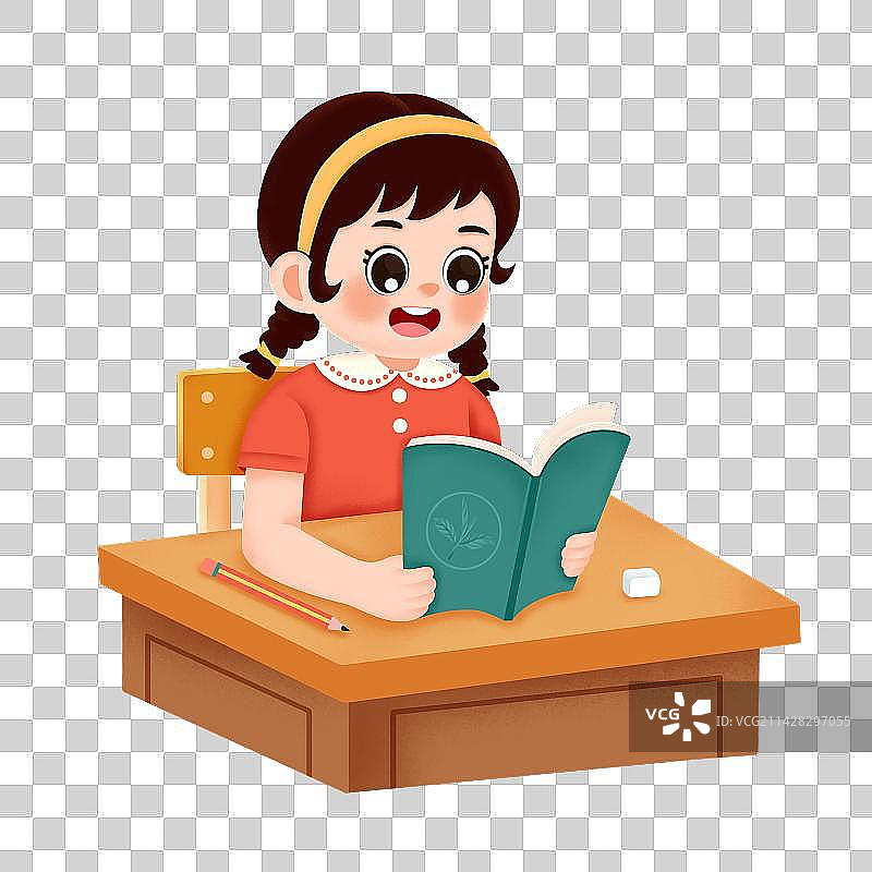 可爱的女孩在朗诵，看书图片素材