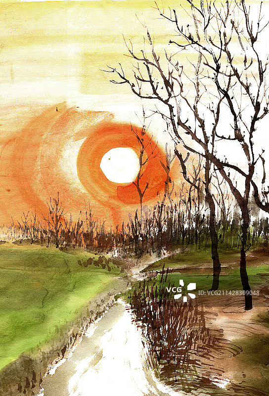 清晨的田野图片素材