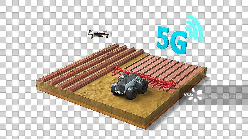 三维渲染农村机械耕作场景图片素材