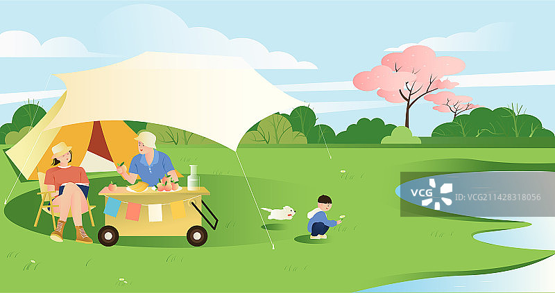 一家人去露营图片素材
