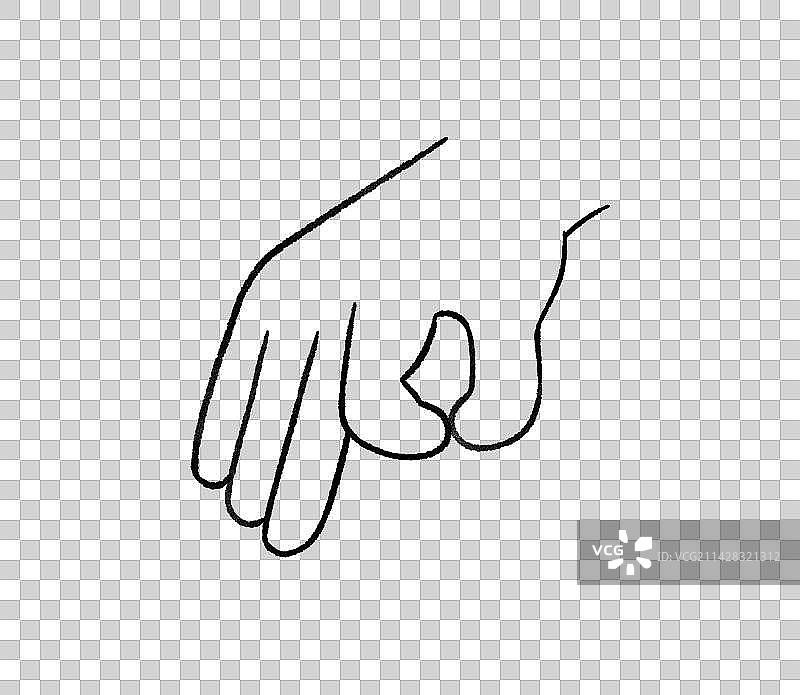 手势插画元素，汉语手指字母图，互联网教育语文线上线下打印书籍黑白线稿图片素材