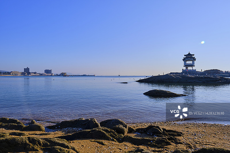 葫芦岛兴城滨海三礁揽胜观海亭海景风光图片素材