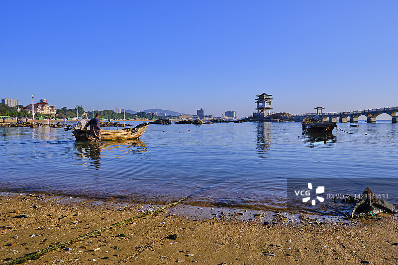 葫芦岛兴城滨海三礁揽胜观海亭海景风光图片素材