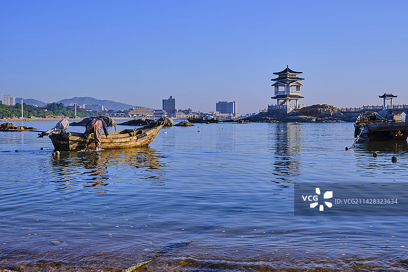 葫芦岛兴城滨海三礁揽胜观海亭海景风光图片素材