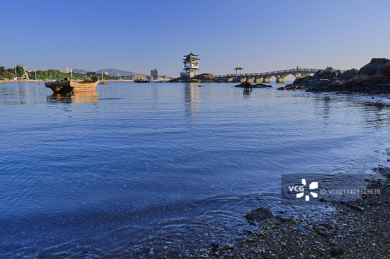 葫芦岛兴城滨海三礁揽胜观海亭海景风光图片素材