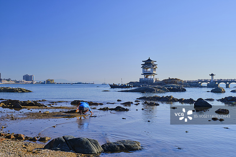 葫芦岛兴城滨海三礁揽胜观海亭海景风光图片素材