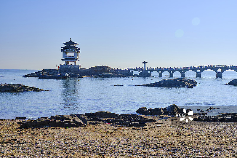 葫芦岛兴城滨海三礁揽胜观海亭海景风光图片素材