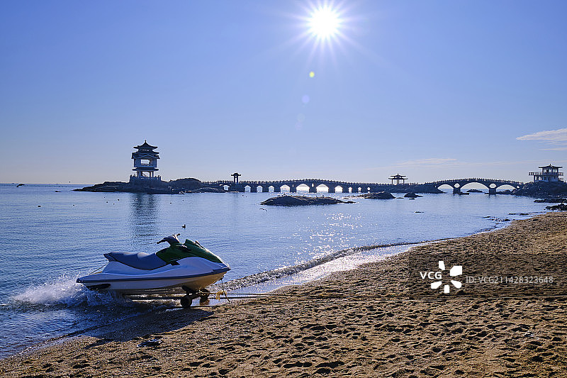 葫芦岛兴城滨海三礁揽胜观海亭海景风光图片素材