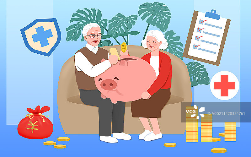 老年人养老金保险图片素材