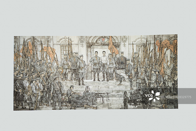 红色记忆，绘画，南昌起义与井岗会师图片素材