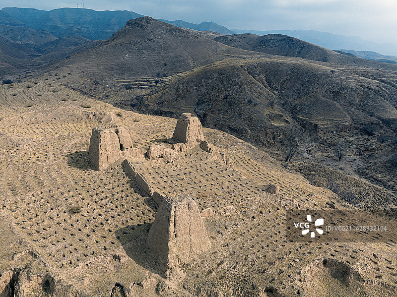 阳原县李家窑古堡航拍图图片素材