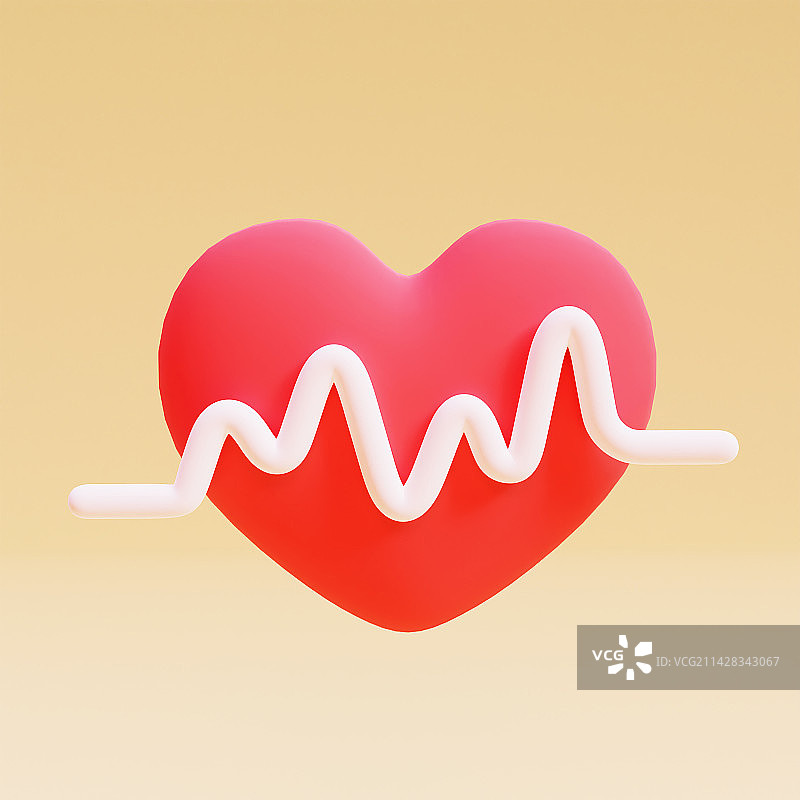 3D心跳爱心插画图片素材