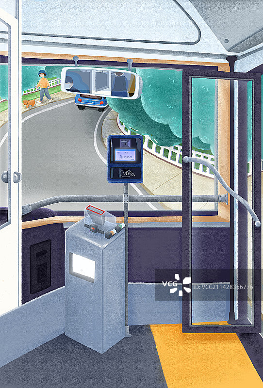 公交车上车刷卡场景-无人图片素材