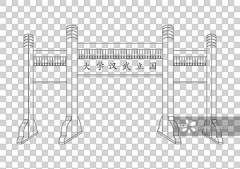 武汉大学建筑插画图片素材