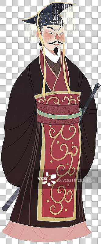 古代人物秦始皇元素插画图片素材