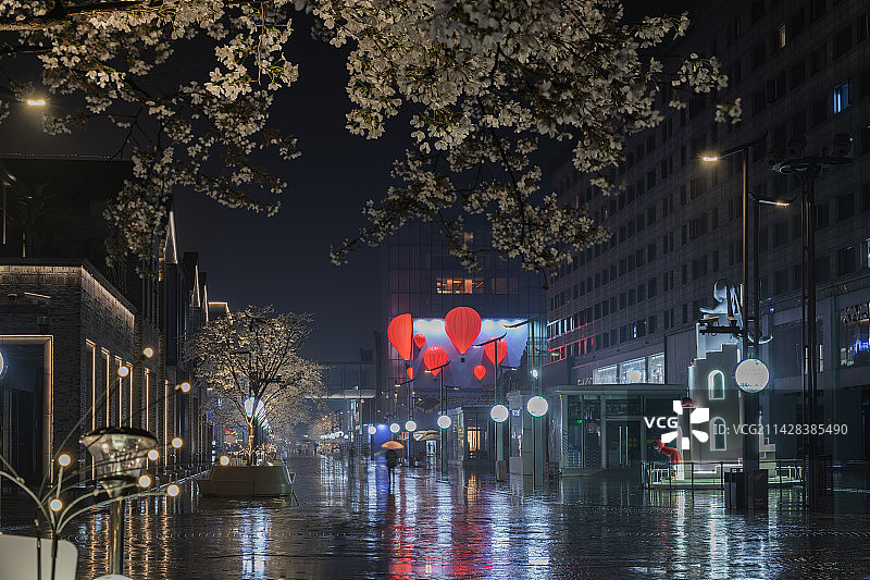 杭州城市夜樱图片素材
